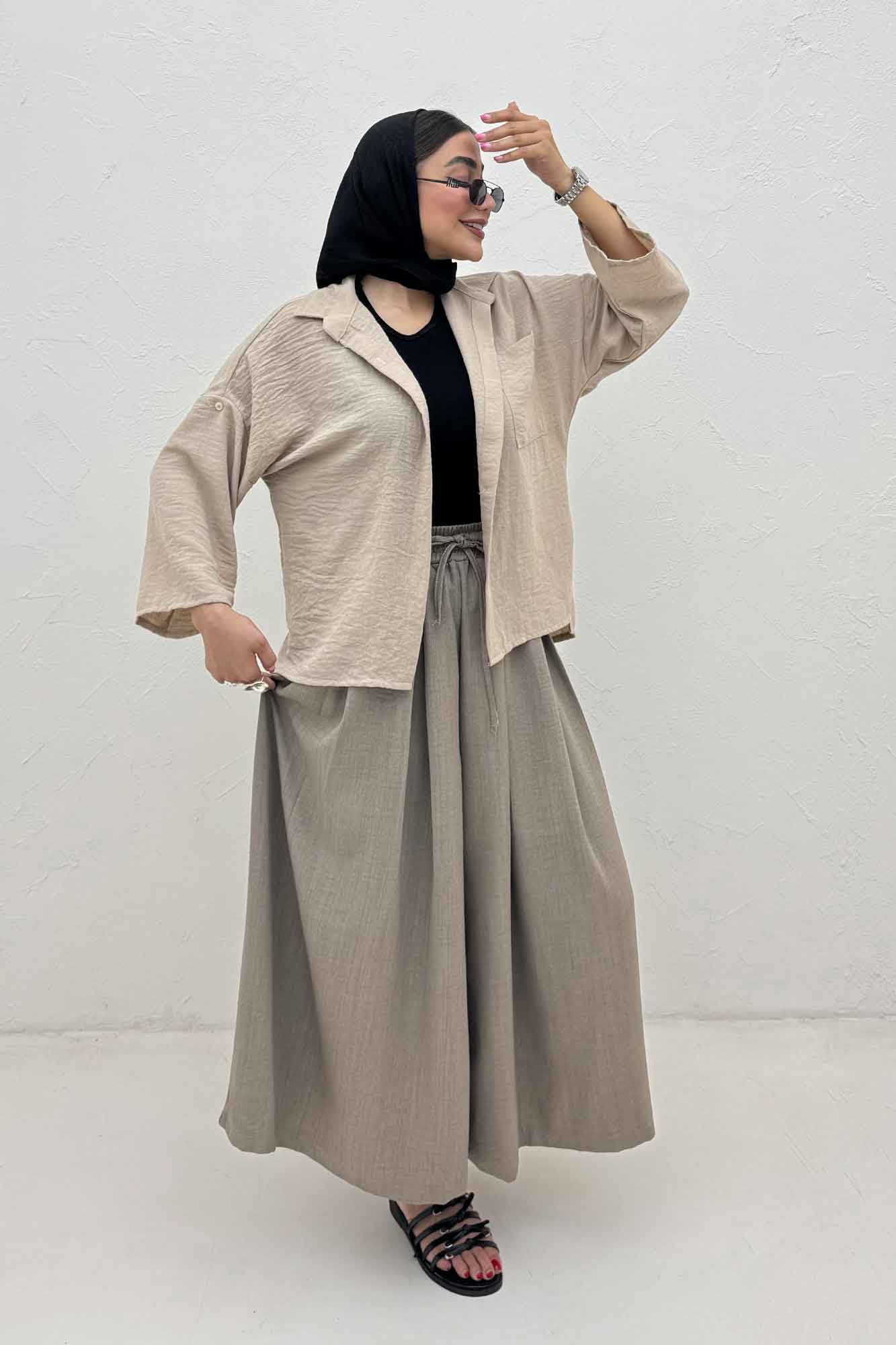 شومیز لینن زارا بغل چاک پاگن دار