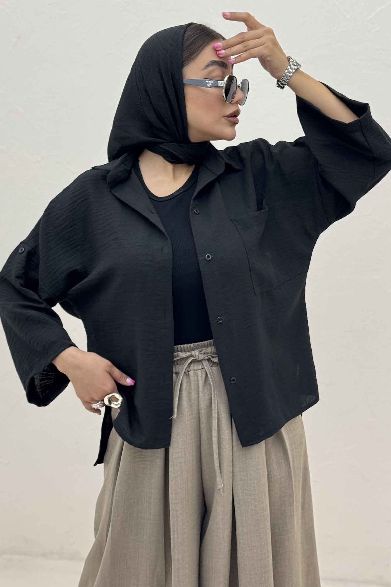 شومیز لینن زارا بغل چاک پاگن دار