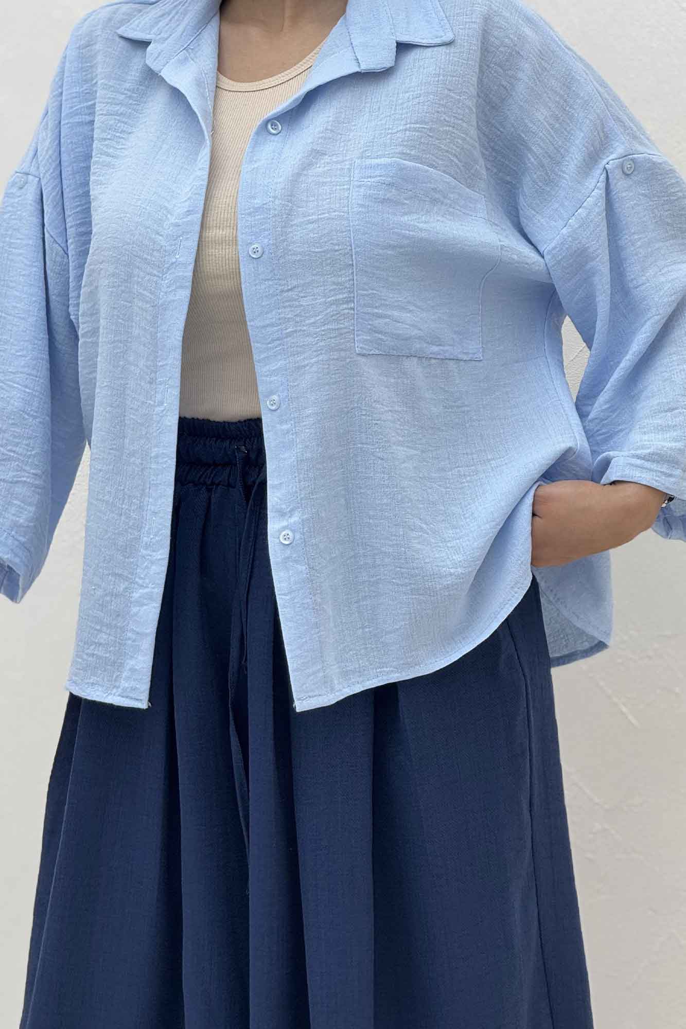 شومیز لینن زارا بغل چاک پاگن دار