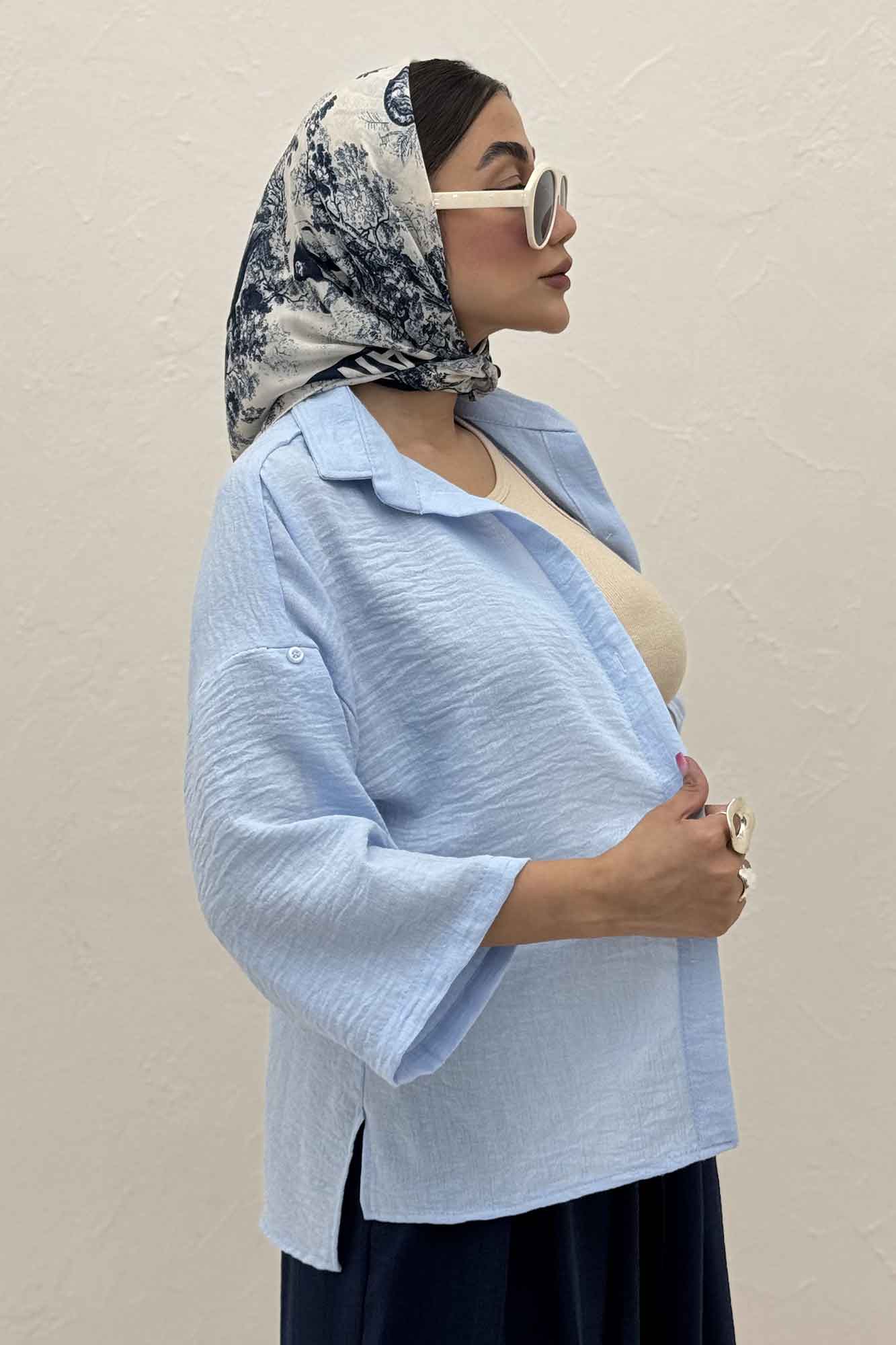 شومیز لینن زارا بغل چاک پاگن دار