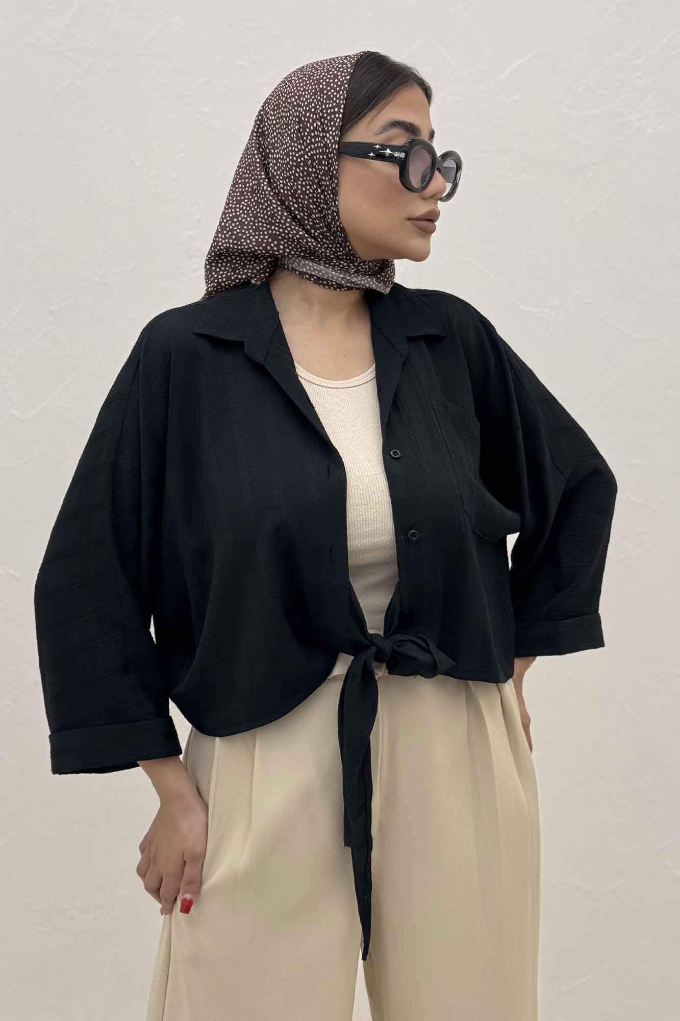 شومیز گره ای تک جیب REMO