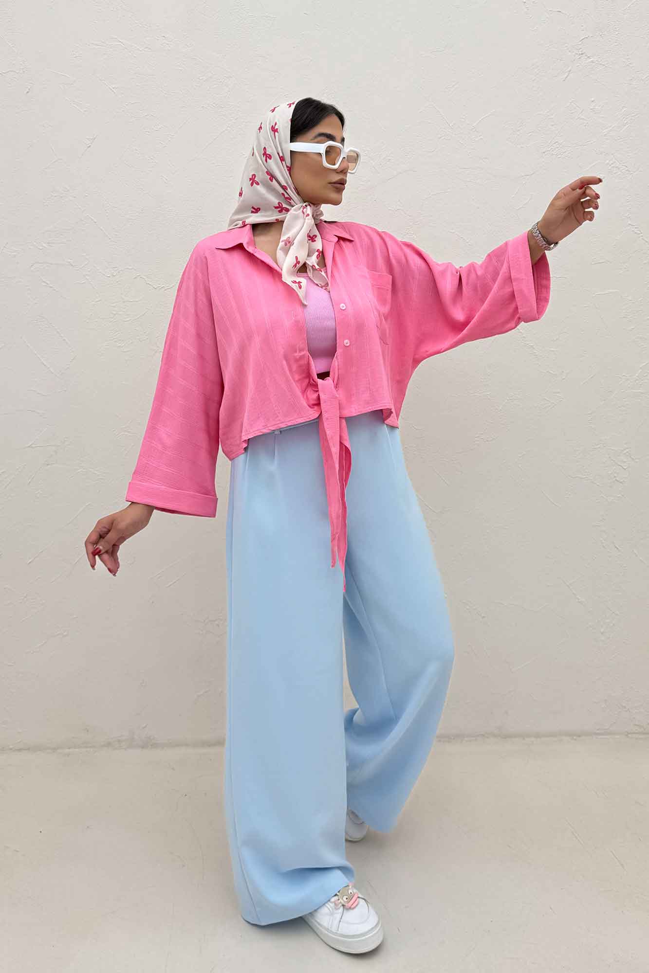 شومیز گره ای تک جیب REMO