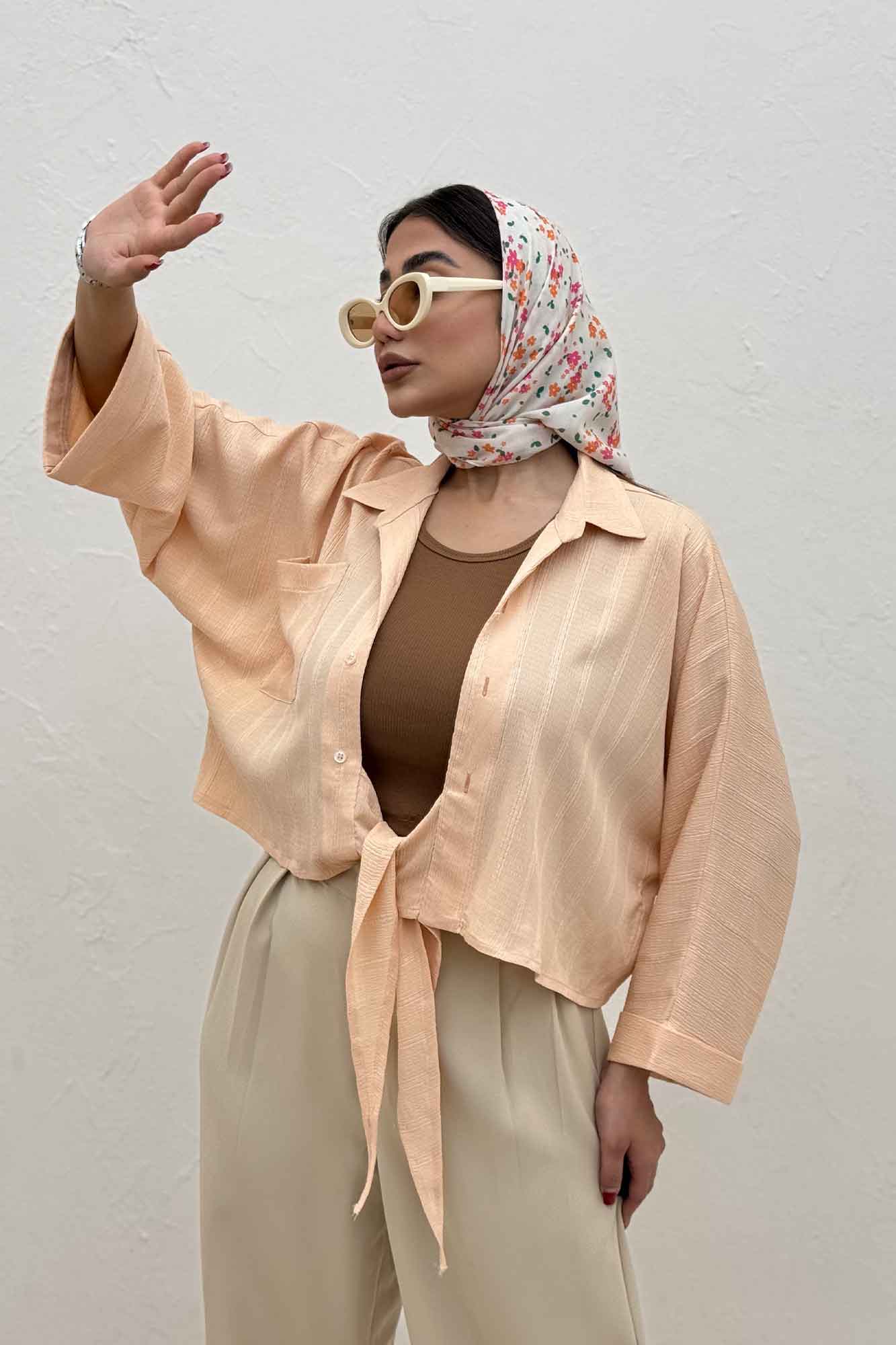 شومیز گره ای تک جیب REMO