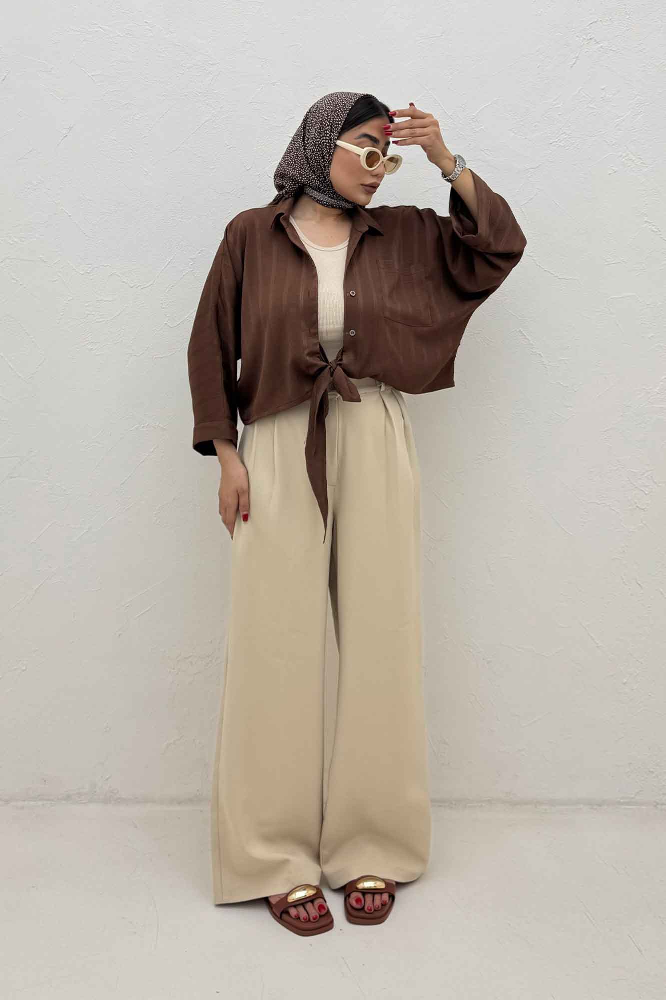 شومیز گره ای تک جیب REMO