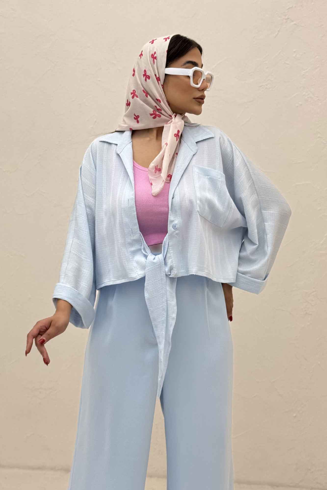 شومیز گره ای تک جیب REMO