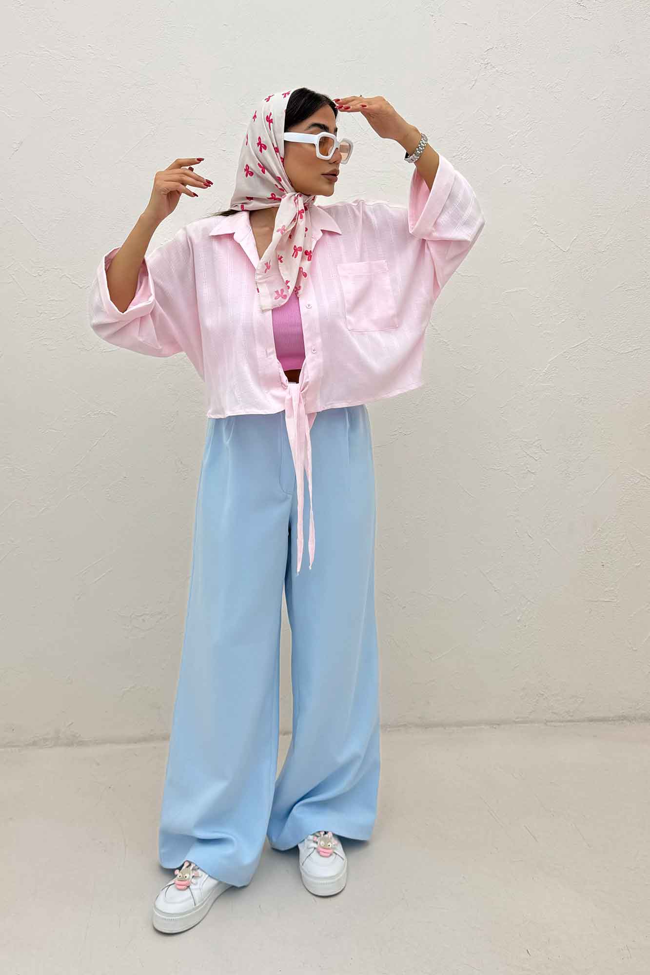 شومیز گره ای تک جیب REMO