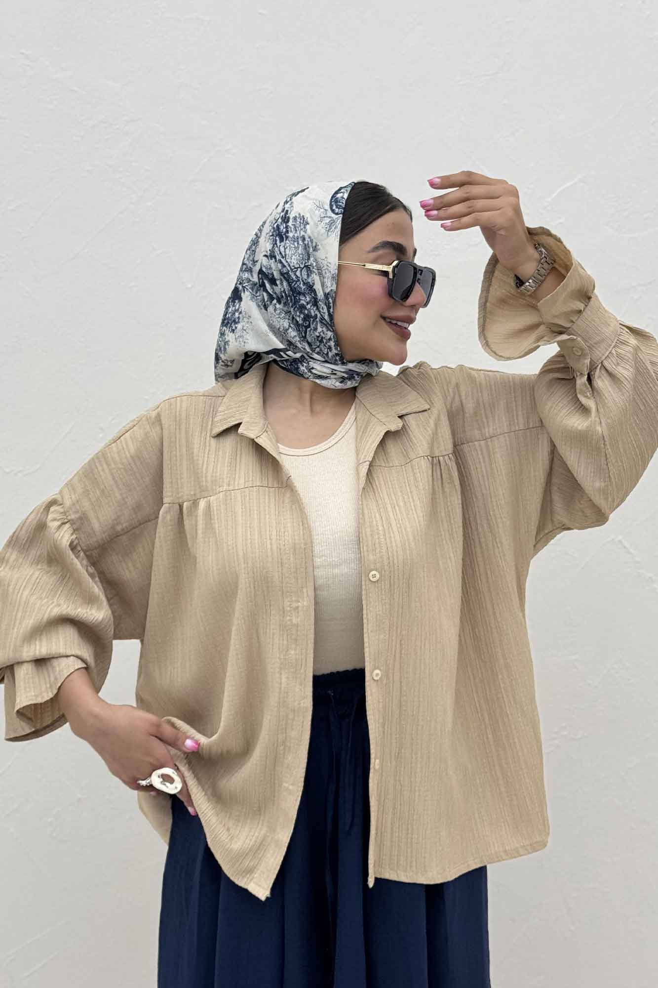 مانتو کریشه مچ چین دار