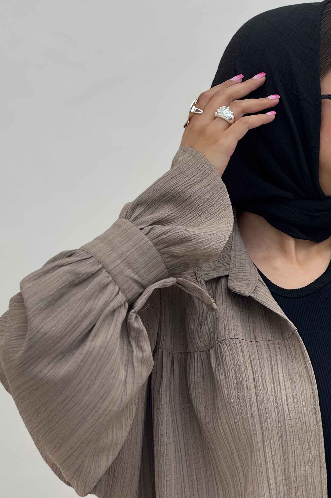 مانتو کریشه مچ چین دار