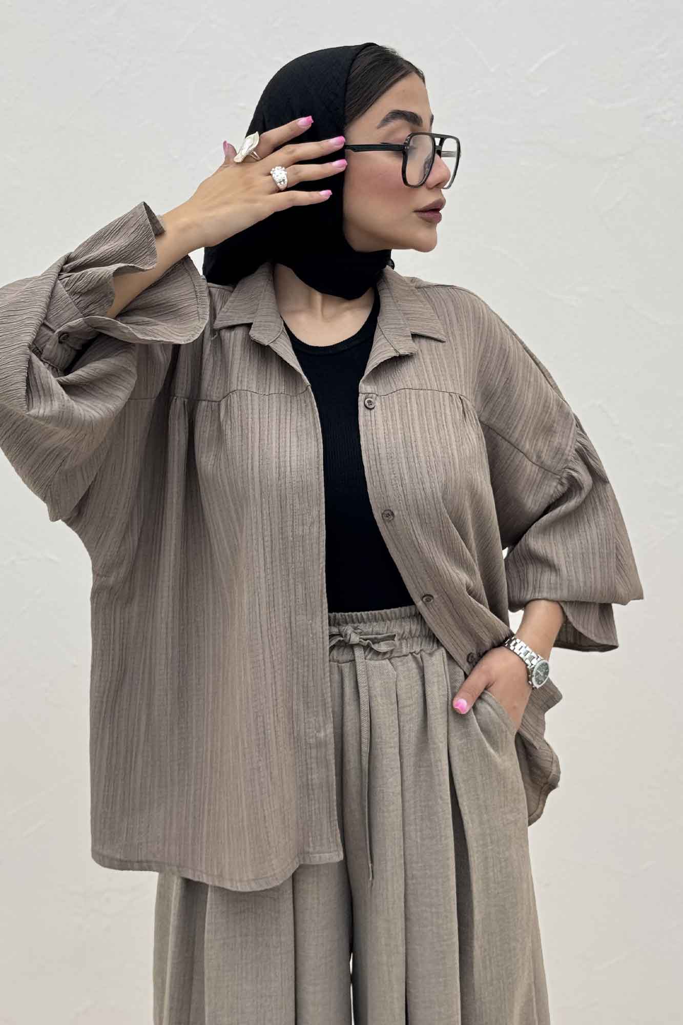 مانتو کریشه مچ چین دار