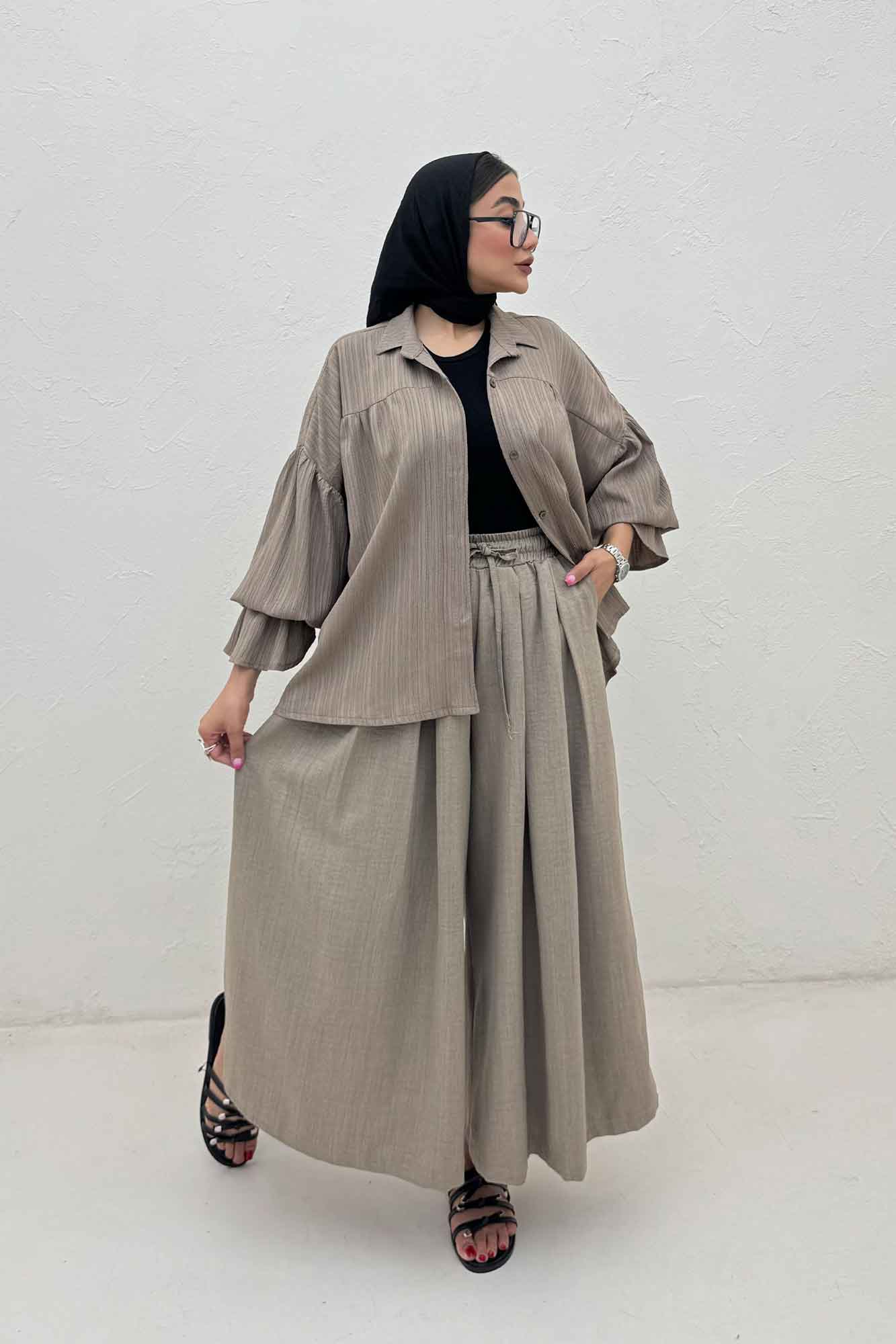 مانتو کریشه مچ چین دار