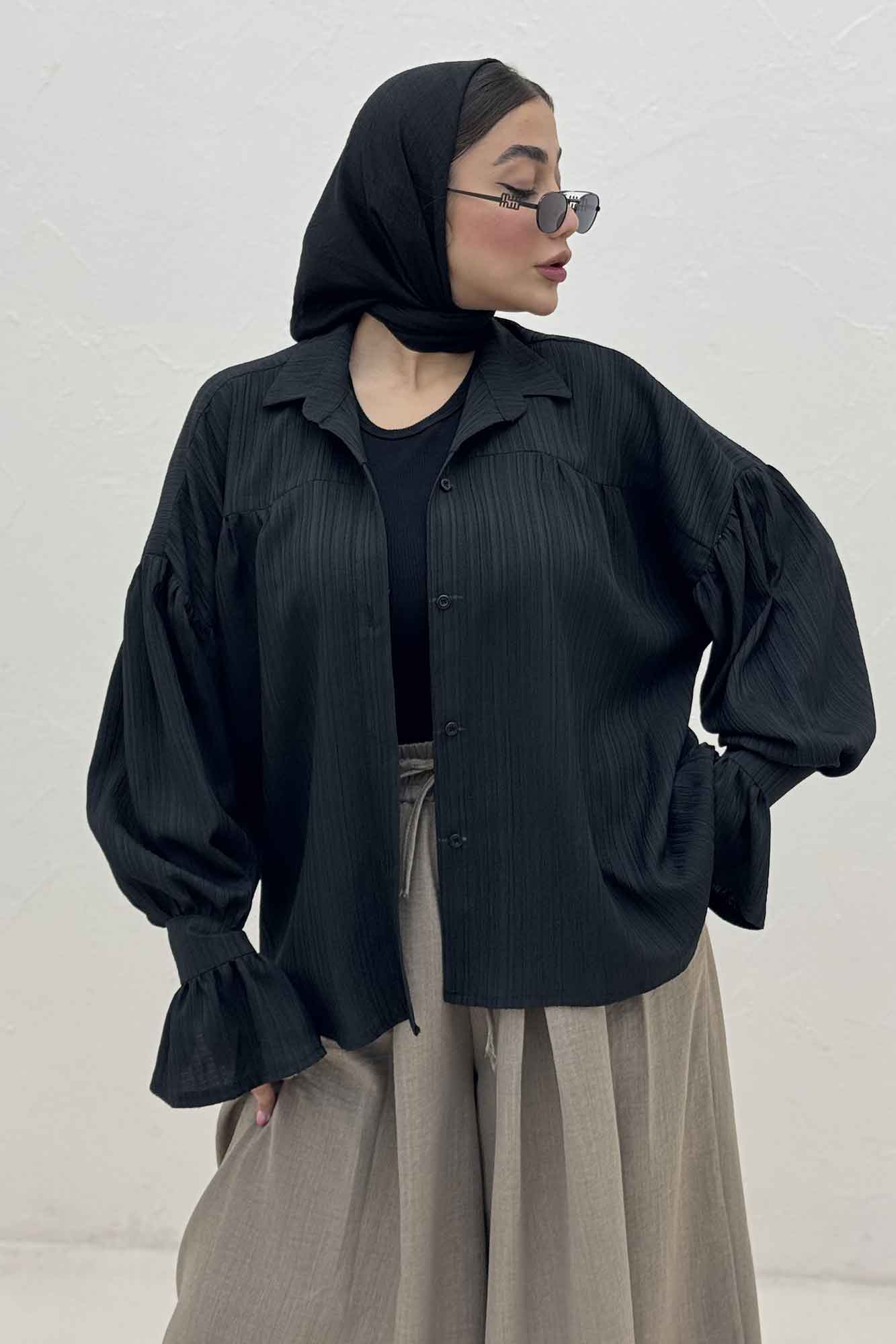 مانتو کریشه مچ چین دار