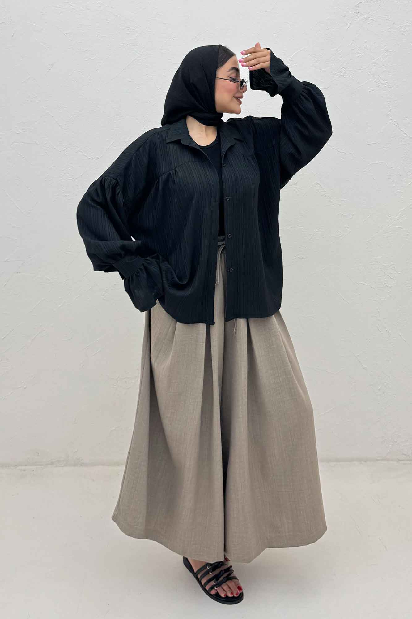 مانتو کریشه مچ چین دار