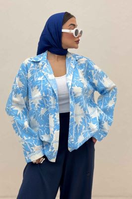 شومیز مانتویی پری طرح دار تک جیب