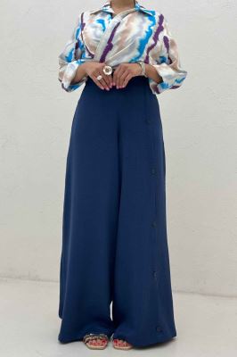 شلوار شانتون کجراه کنار دکمه