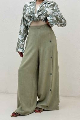 شلوار شانتون کجراه کنار دکمه