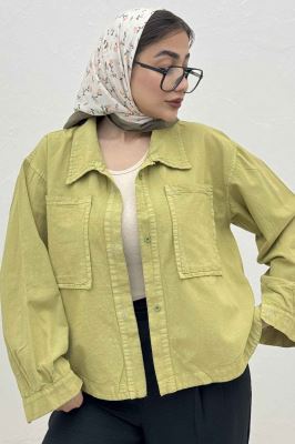 مانتو لینن پایین هلال دو جیب TR