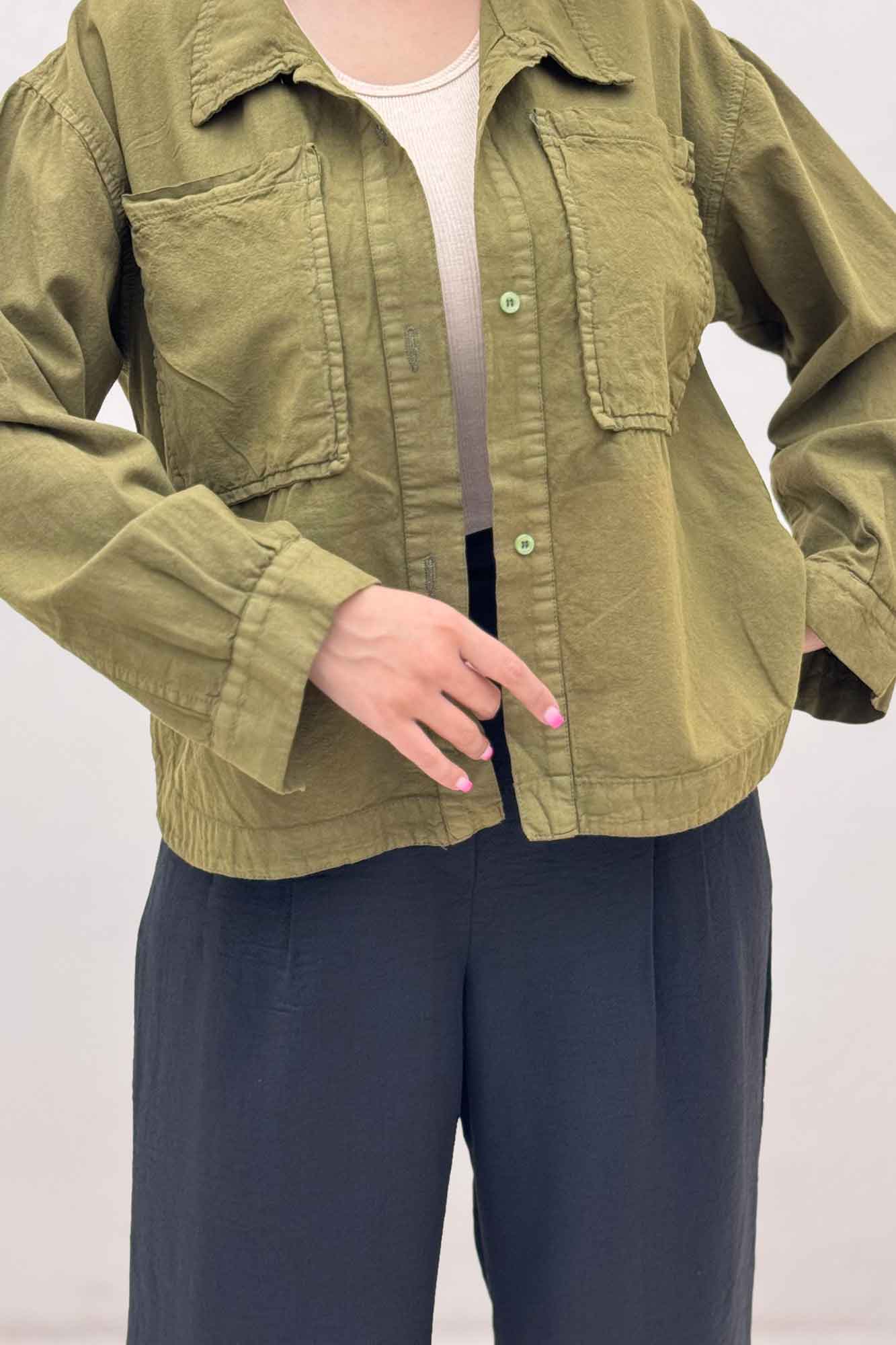 مانتو لینن پایین هلال دو جیب TR