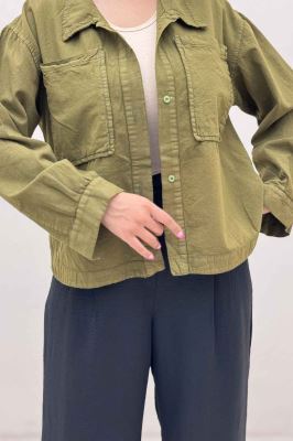 مانتو لینن پایین هلال دو جیب TR