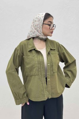 مانتو لینن پایین هلال دو جیب TR