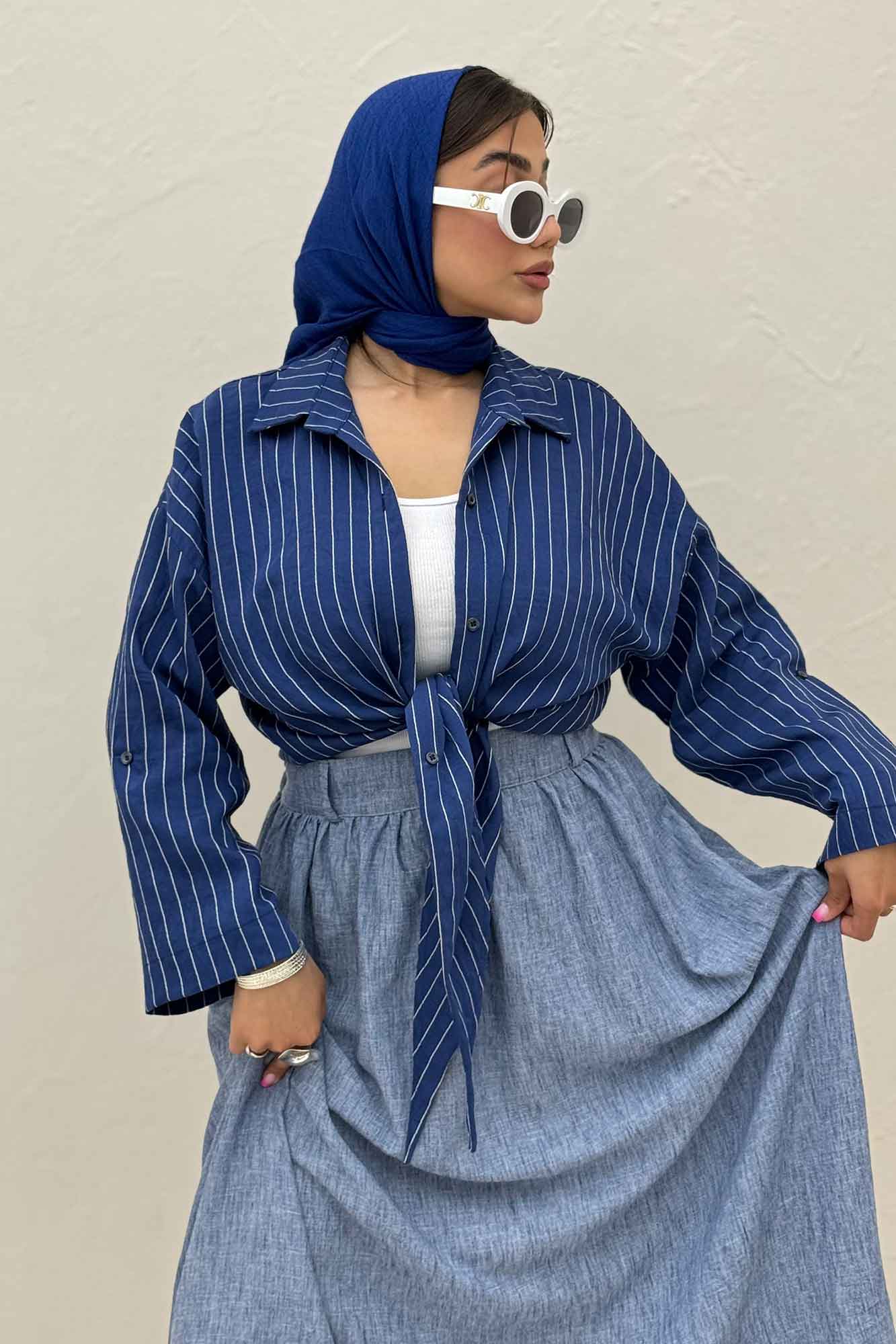 شومیز پایین گره parry راه راه