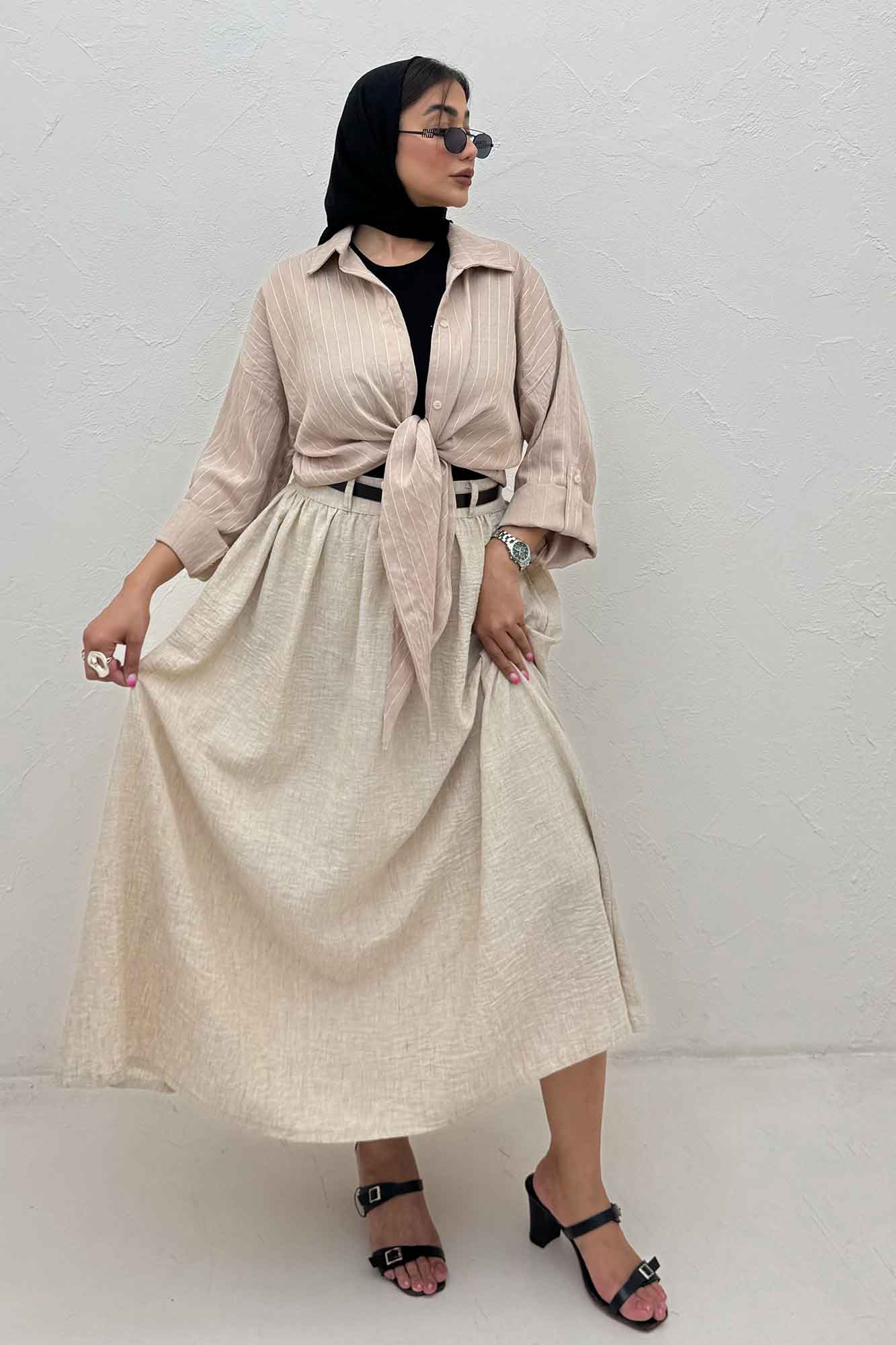 شومیز پایین گره parry راه راه