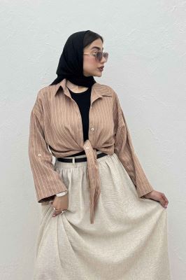 شومیز پایین گره parry راه راه