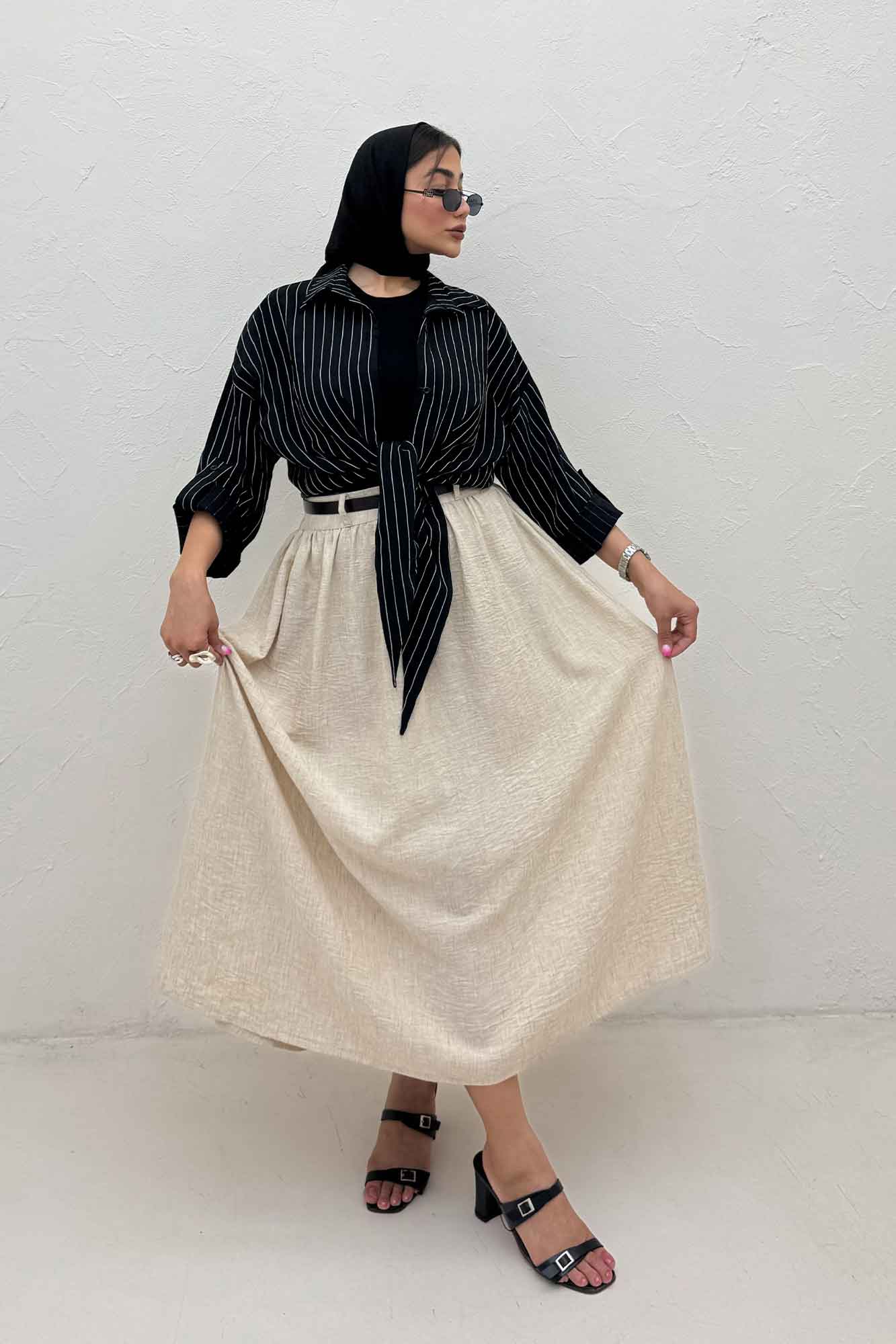 شومیز پایین گره parry راه راه