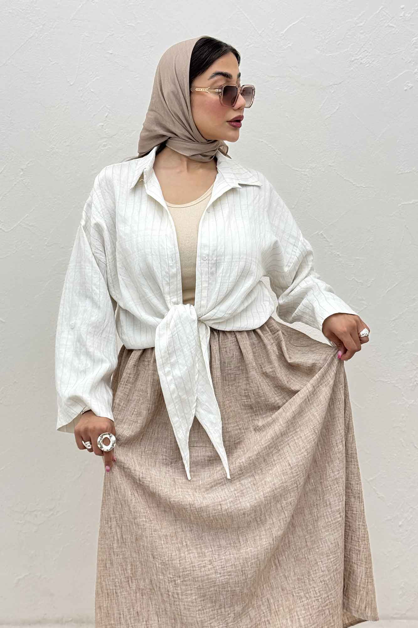 شومیز پایین گره parry راه راه