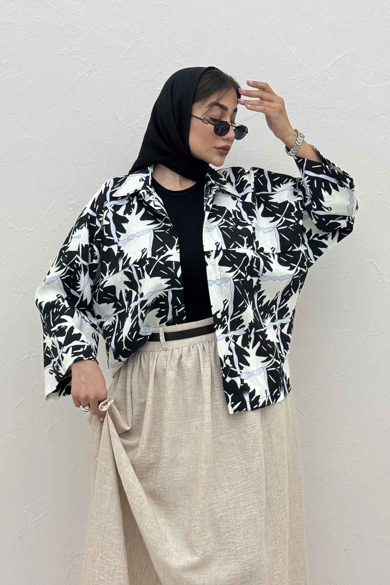 شومیز مانتویی پری کیمونو مچ پهن