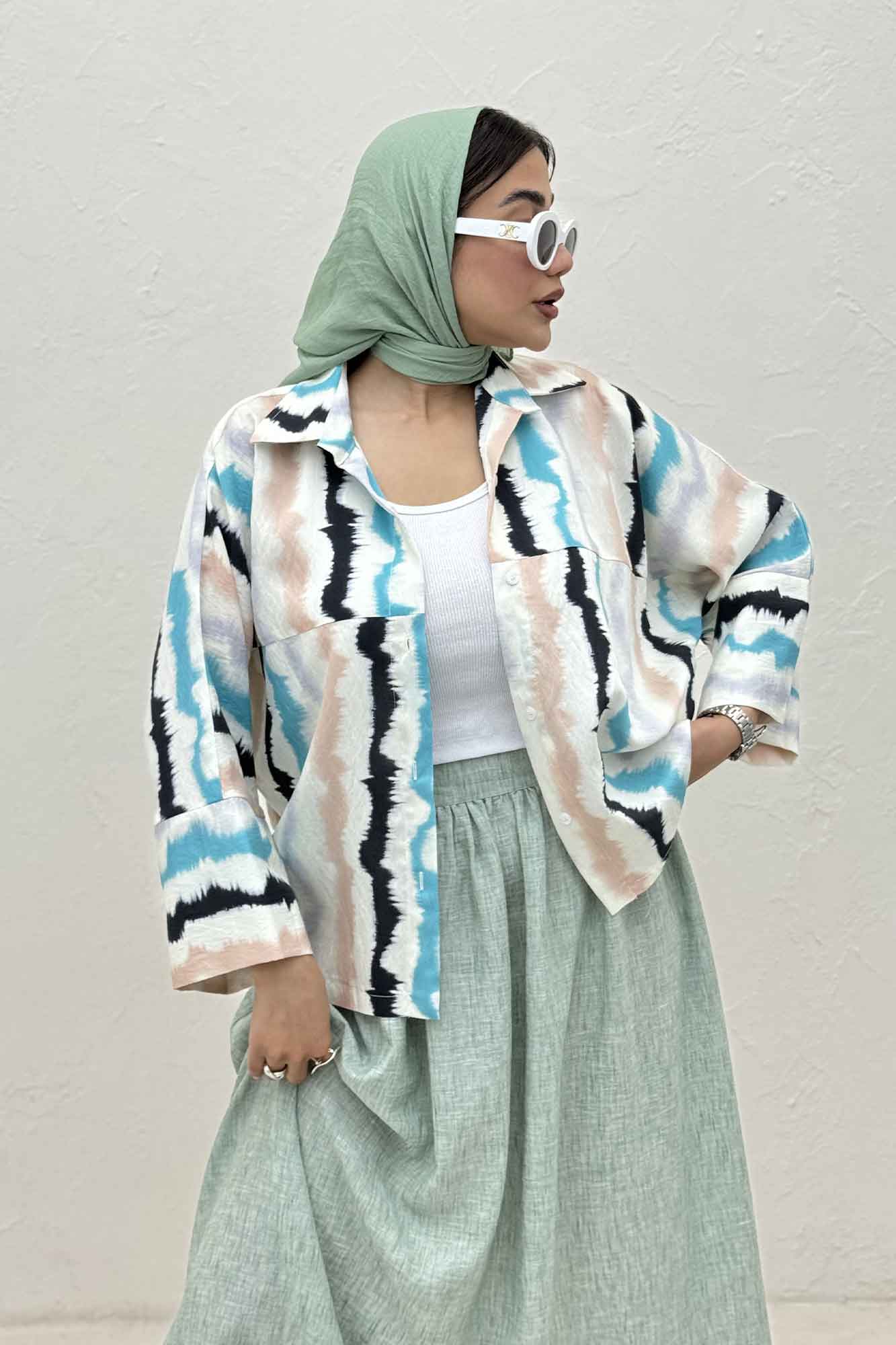 شومیز مانتویی پری کیمونو مچ پهن