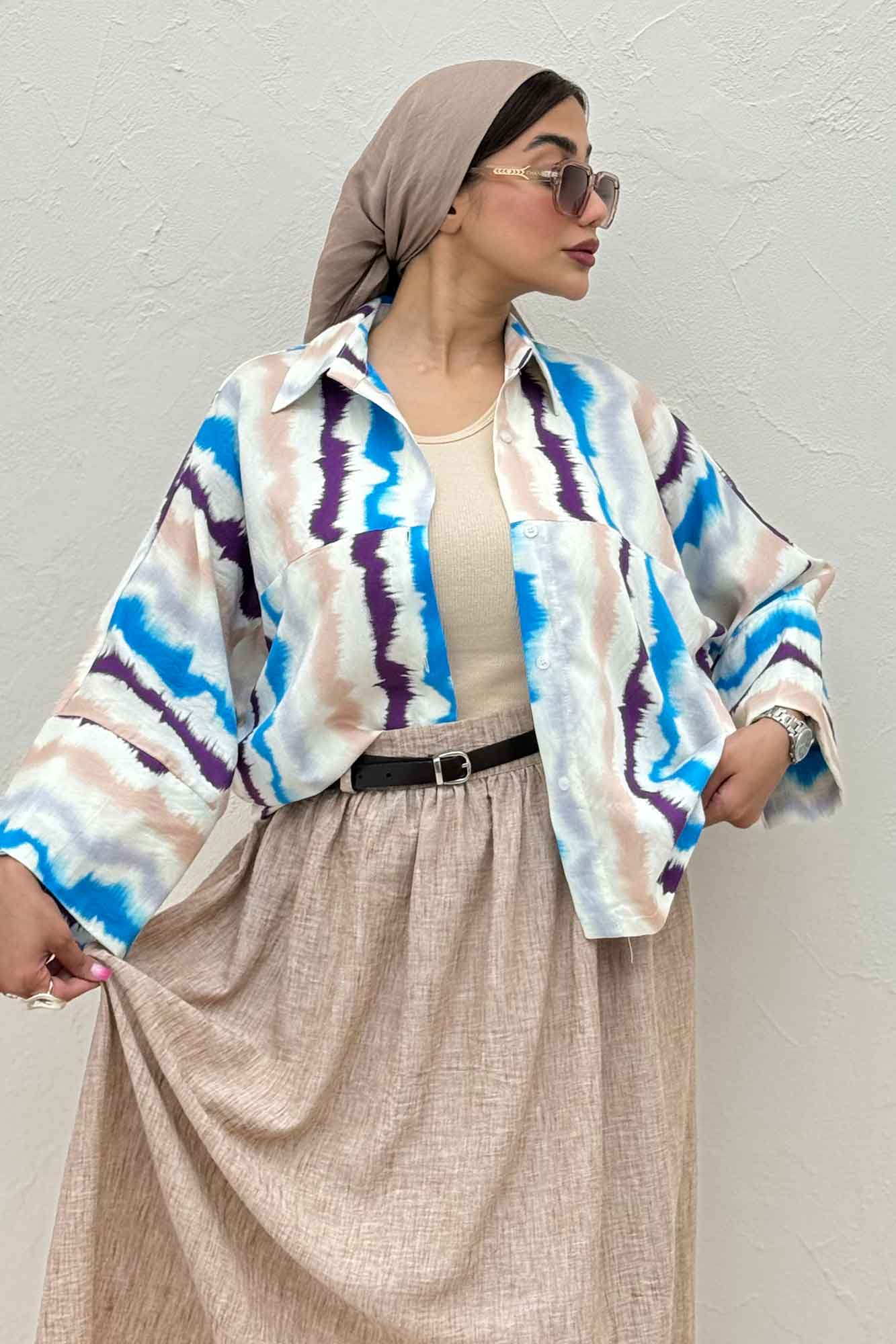 شومیز مانتویی پری کیمونو مچ پهن