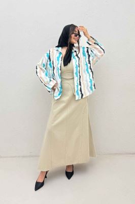 شومیز مانتویی پری طرحدار تک پیله