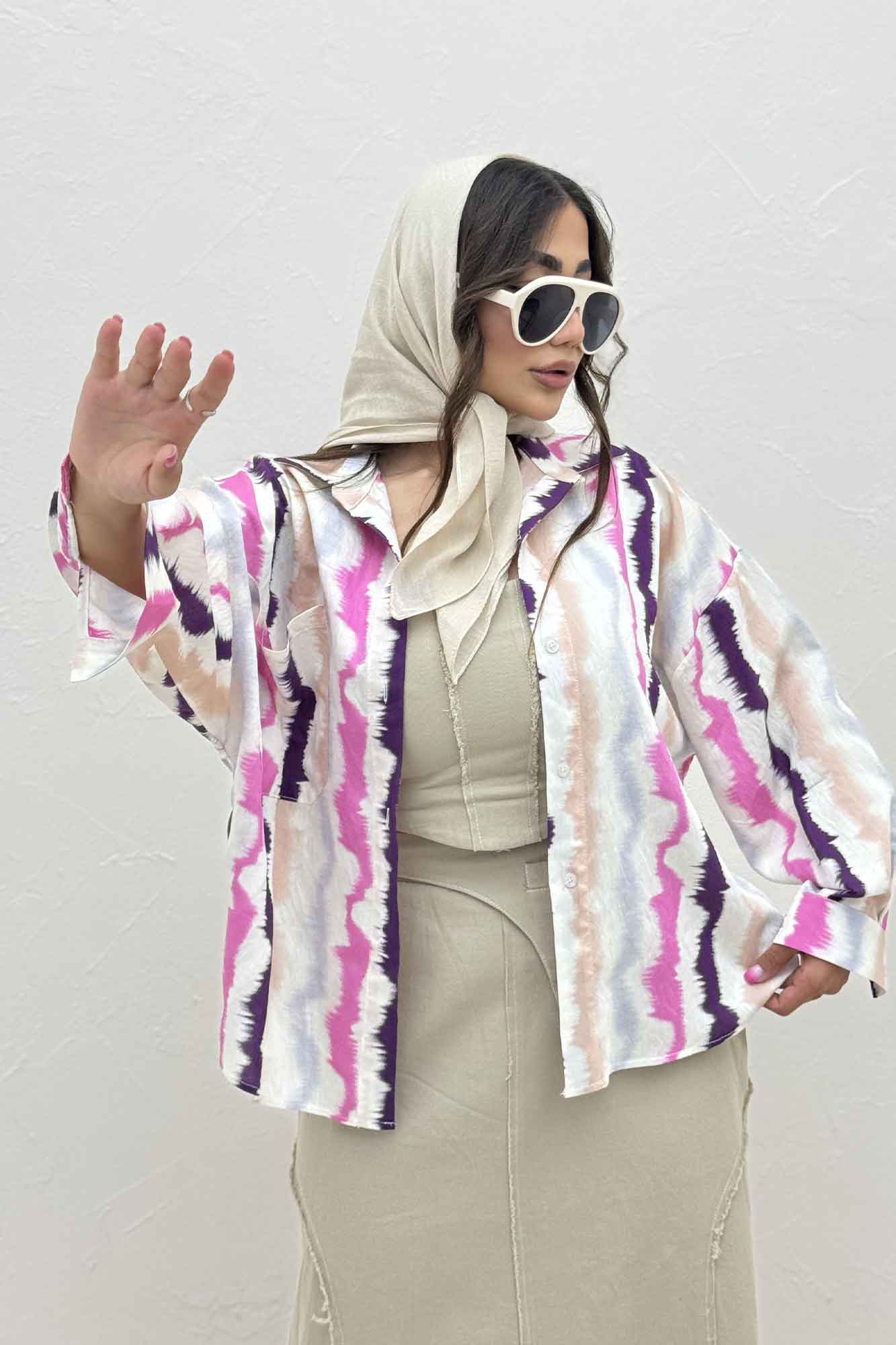 شومیز مانتویی پری طرحدار تک پیله