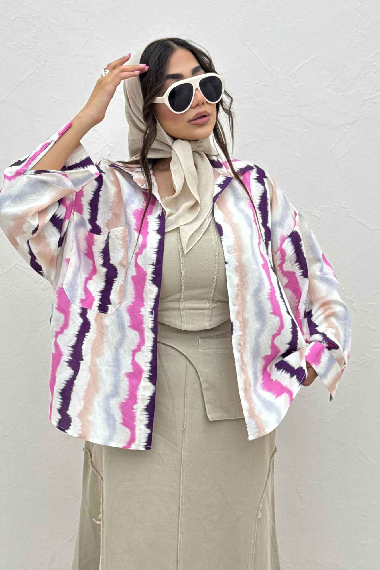 شومیز مانتویی پری طرحدار تک پیله