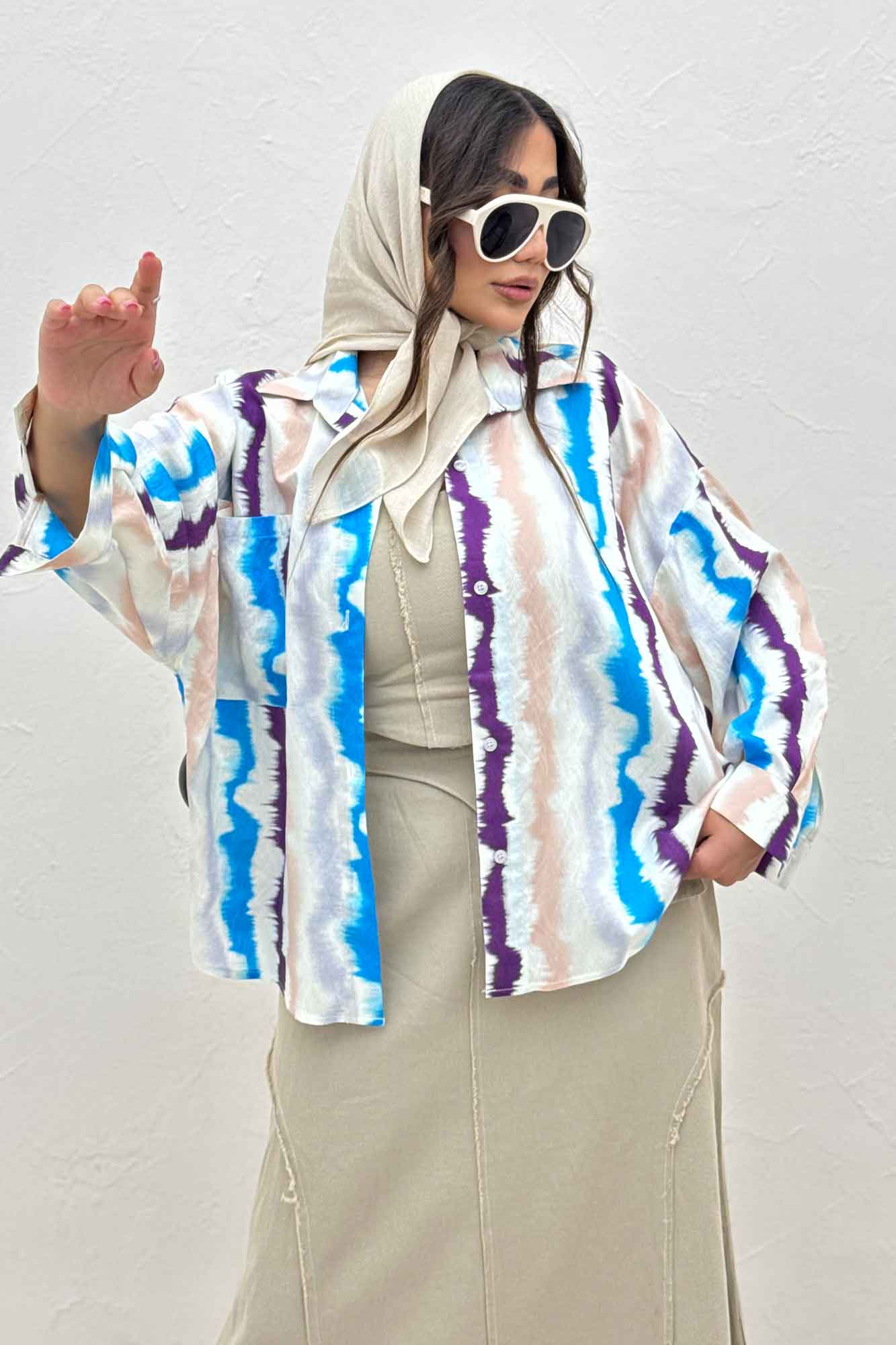 شومیز مانتویی پری طرحدار تک پیله