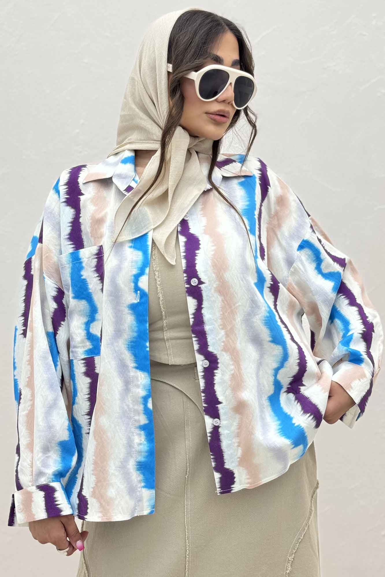 شومیز مانتویی پری طرحدار تک پیله