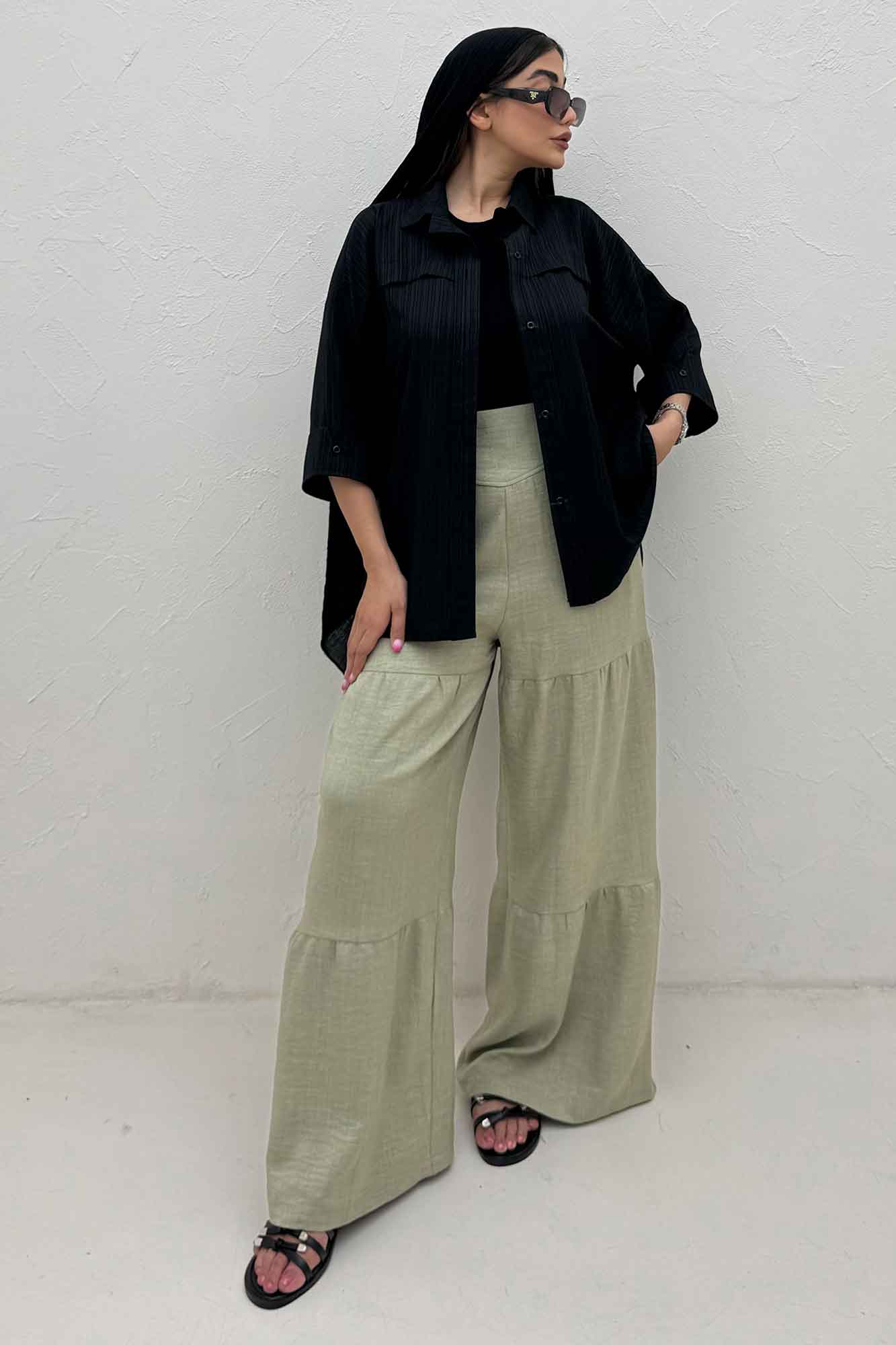 مانتو کریشه یراقدار مچ پاکتی 