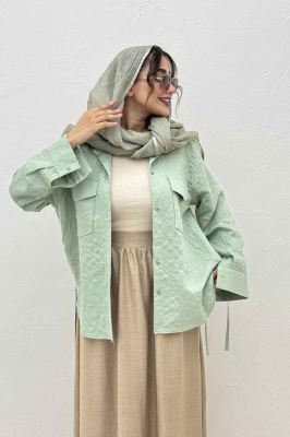 مانتو دو جیب parry راه راه بغل بند