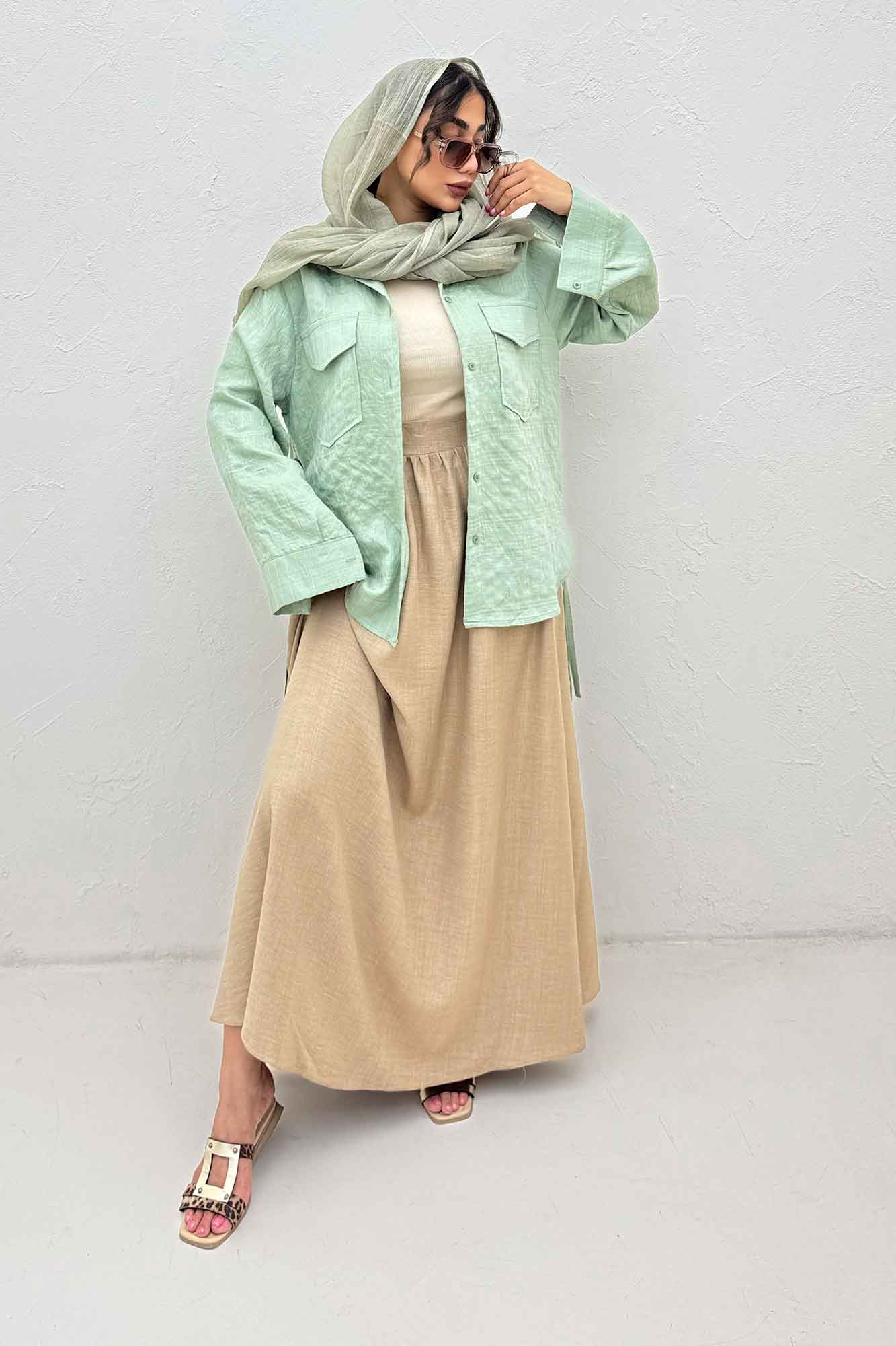 مانتو دو جیب parry راه راه بغل بند