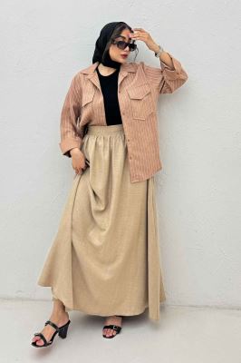 مانتو دو جیب parry راه راه بغل بند