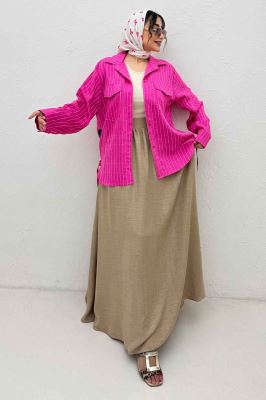 مانتو دو جیب parry راه راه بغل بند