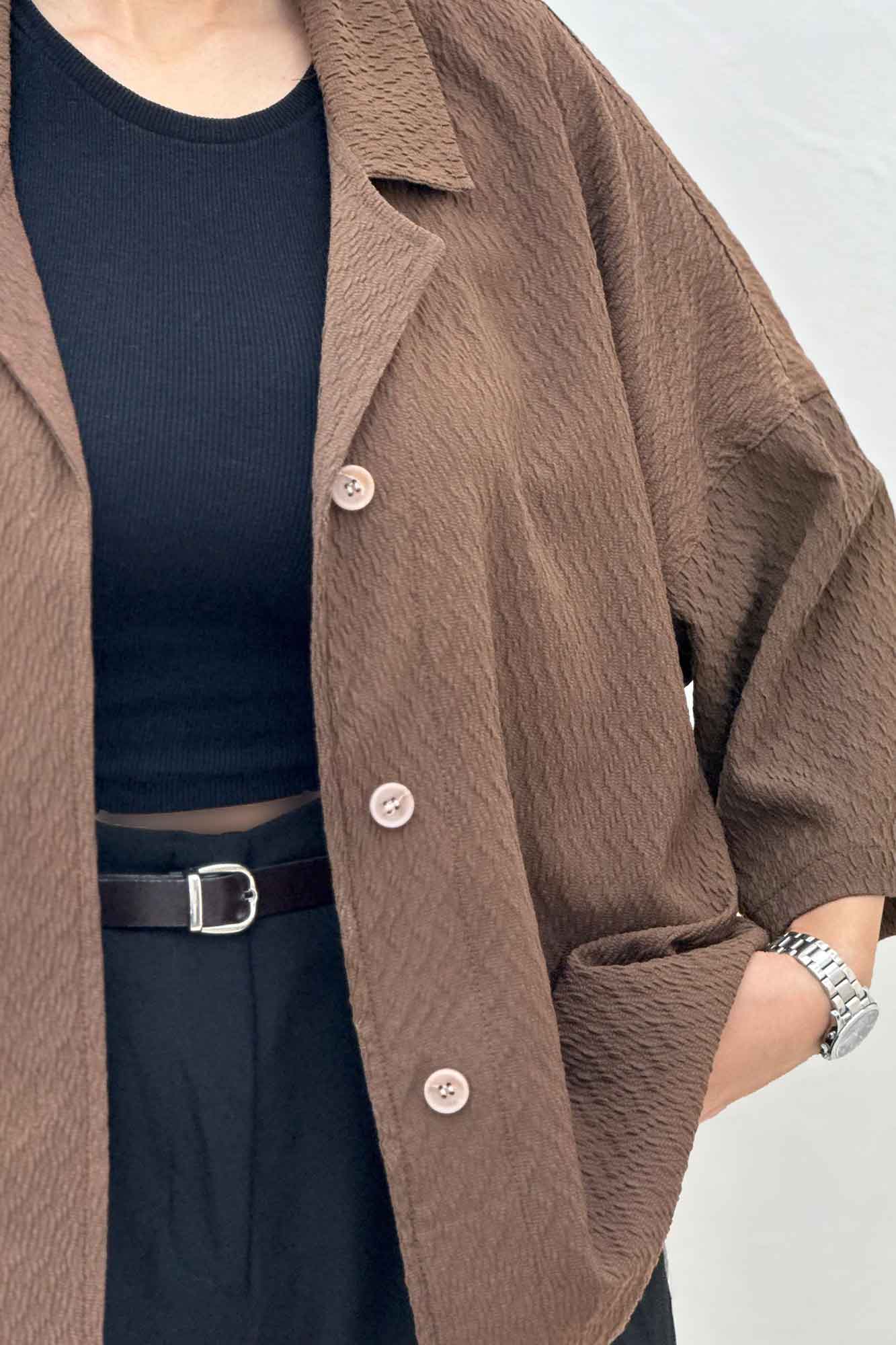 مانتو یقه شکاری آستین سه رب فالین