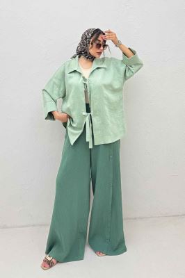 مانتو پشت ریلی دو بند پری راه راه