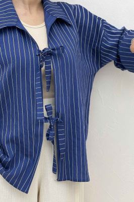 مانتو پشت ریلی دو بند پری راه راه