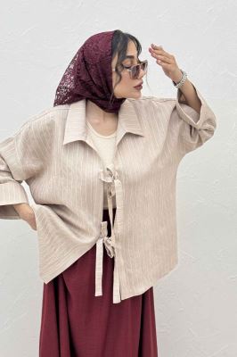 مانتو پشت ریلی دو بند پری راه راه