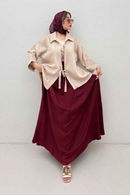 مانتو پشت ریلی دو بند پری راه راه