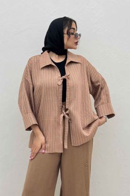 مانتو پشت ریلی دو بند پری راه راه