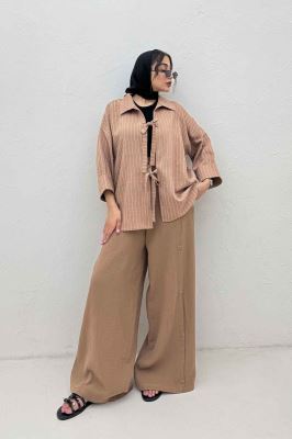 مانتو پشت ریلی دو بند پری راه راه