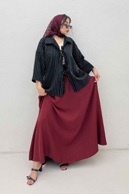 مانتو پشت ریلی دو بند پری راه راه