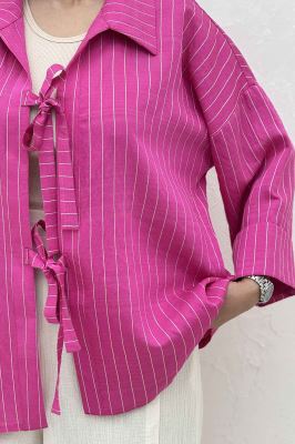 مانتو پشت ریلی دو بند پری راه راه